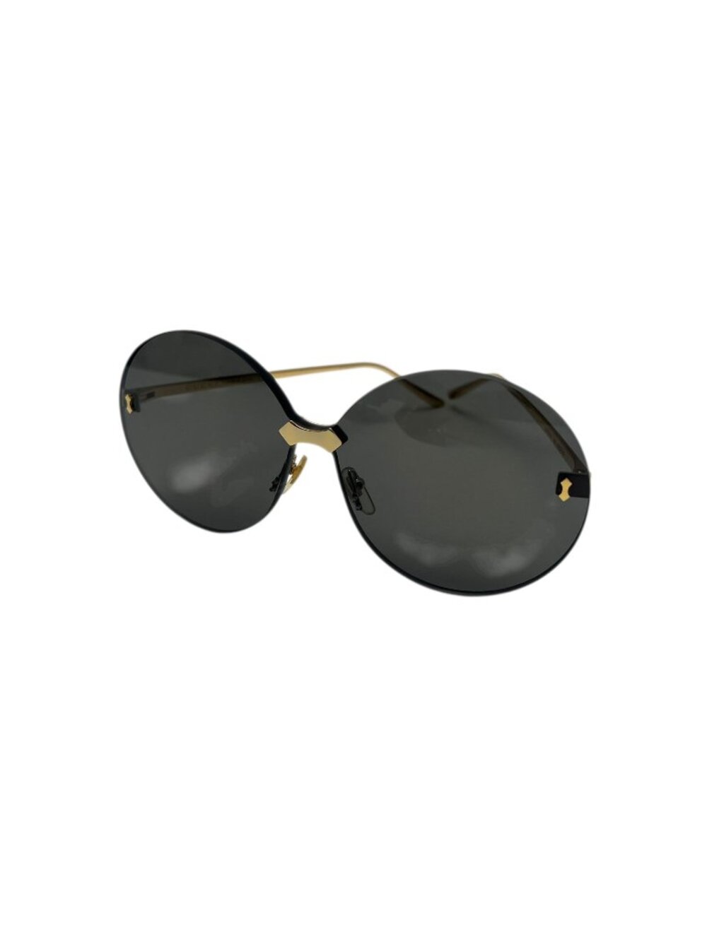 GUCCI Black Rounded Sunglasses with Gold Hardware.